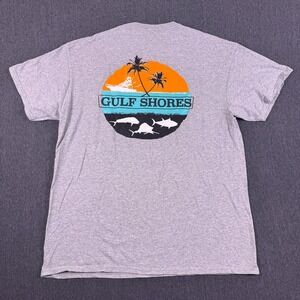 Unbranded Gulf Shores Unisex Gray Crew Neck Short‎ Sleeve Tee